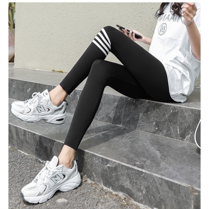 MM357 Quần legging UMI CẠP CAO thom sọc ngang cá tính