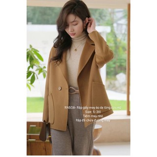 RN508_Rập giấy may áo dạ lông cừu nữ