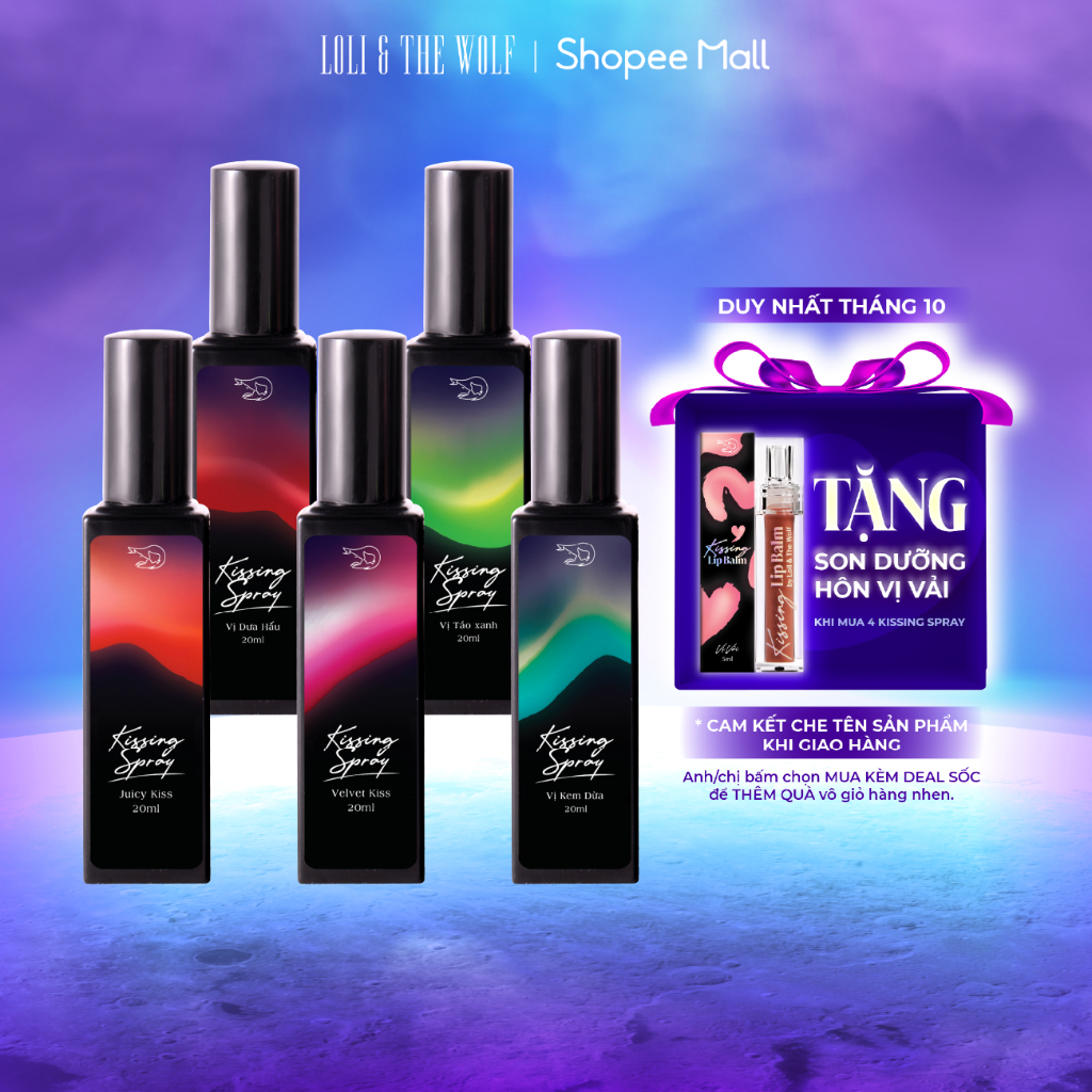 Xịt Thơm Miệng Kissing Spray Loli And The Wolf Hương Trái Cây Kẹo Ngọt The Mát Vị Bạc Hà Chai 20ml