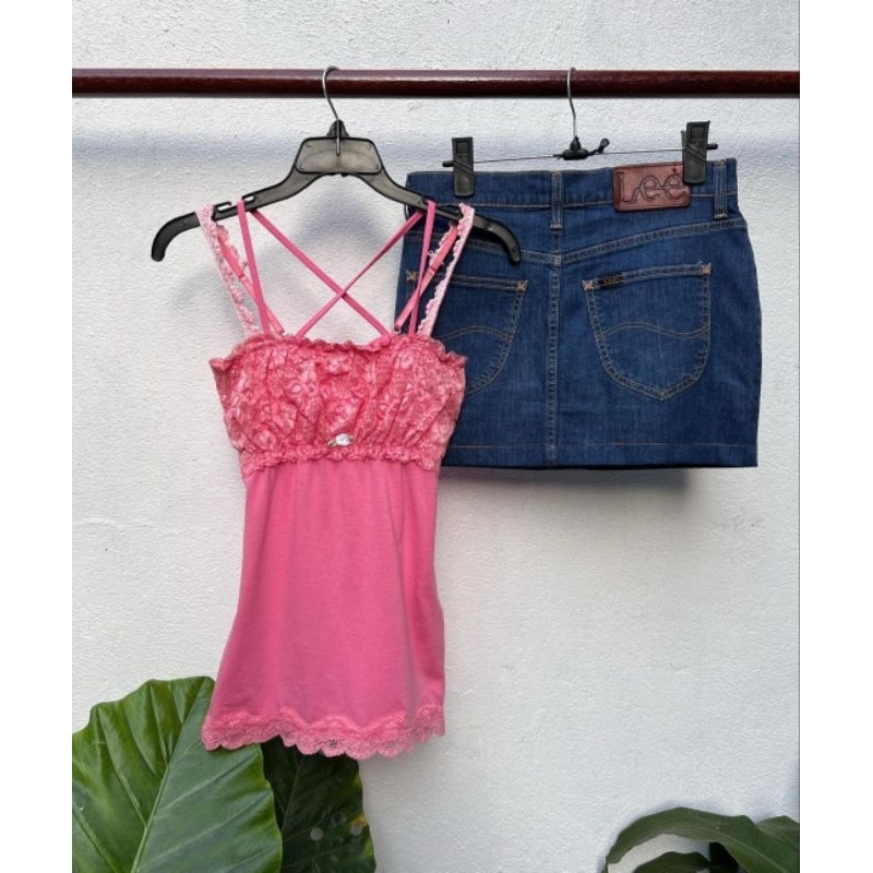 ÁO/ CAMI TOP HOT PINK Y2K, COQUETTE