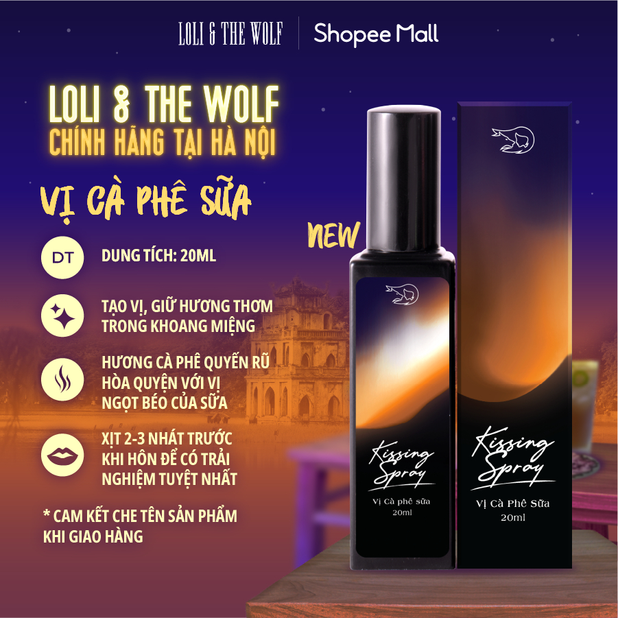 Xịt Thơm Miệng Kissing Spray Loli And The Wolf Vị Cà Phê Sữa Ngon Béo Chai 20ml
