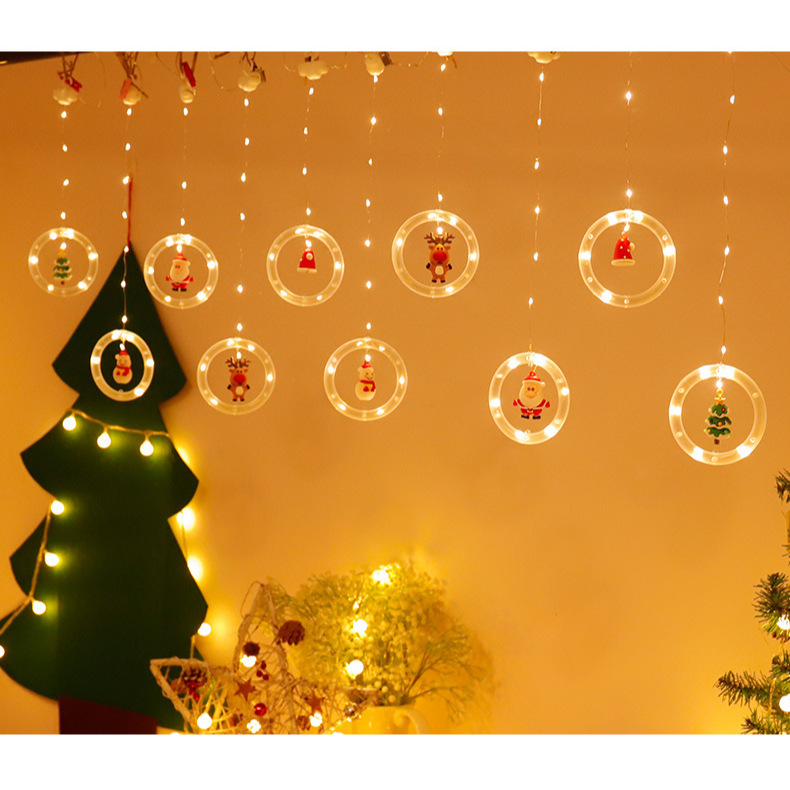 Đèn thả mành hình NOEL đèn thả rèm chuông, tuần lộc, cây thông