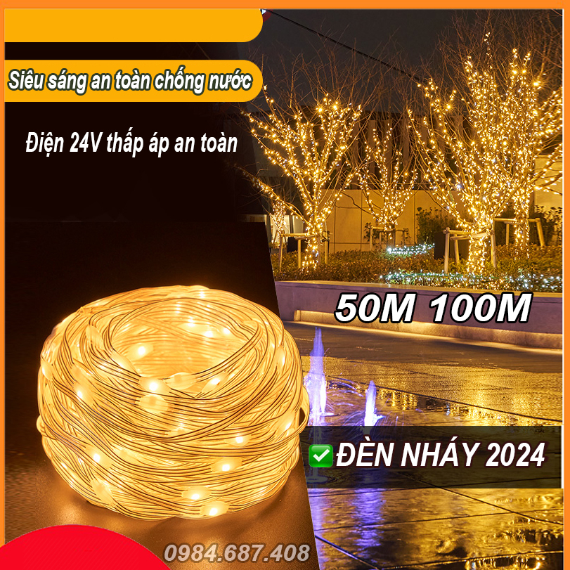 Dây đèn led 100% chống nước ngoài trời. Đèn chớp nháy hạt gạo