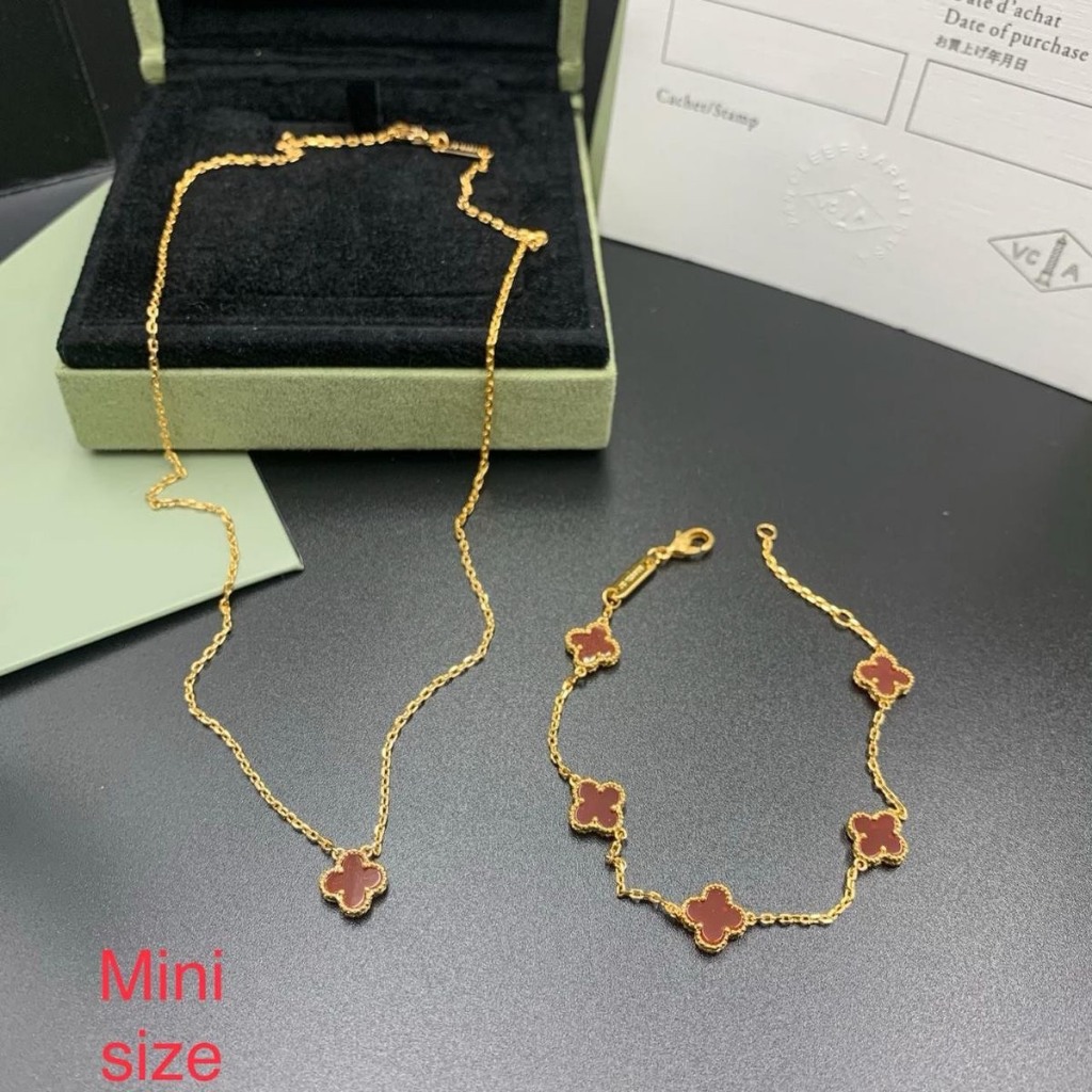 Bộ Trang Sức Nữ Hoa Đỏ HD Jewelry - Set Trang Sức Với 3 Món Bông Tai, Lắc Tay, Dây Chuyền Siêu Sang