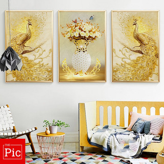 Bộ 3 Tranh Treo Tường Chim Công Tráng Gương/ Treo Phòng Khách/ Phòng Ngủ/  Treo Cầu Thang / Làm Quà Tặng.