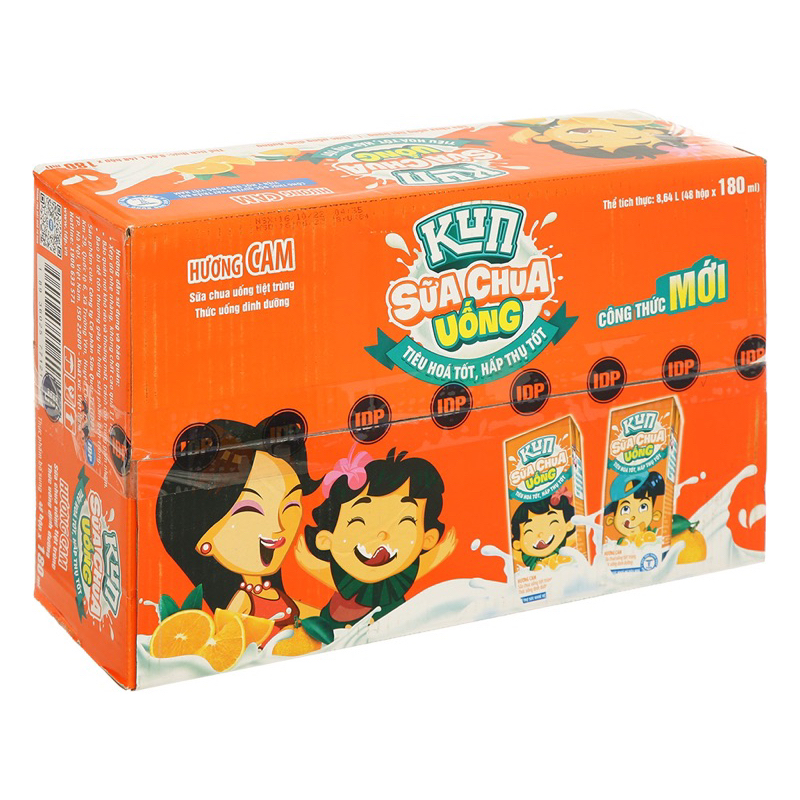 Thùng sữa trái cây Lif KUN hương cam 48 hộp 180ml
