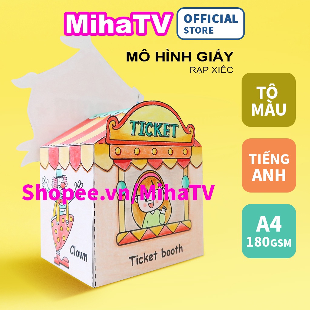 Rạp xiếc Đồ chơi tô màu tiếng Anh | MihaTV đồ chơi giáo dục | A4 180gsm