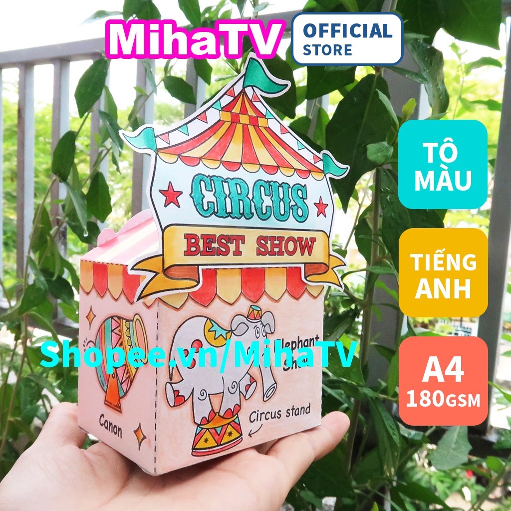 Rạp xiếc Đồ chơi tô màu tiếng Anh | MihaTV đồ chơi giáo dục | A4 180gsm