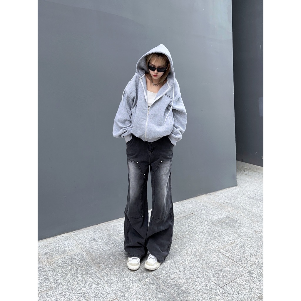 ÁO HOODIE ZIP FROM BOXY TRƠN 2023 - N.E.K.K