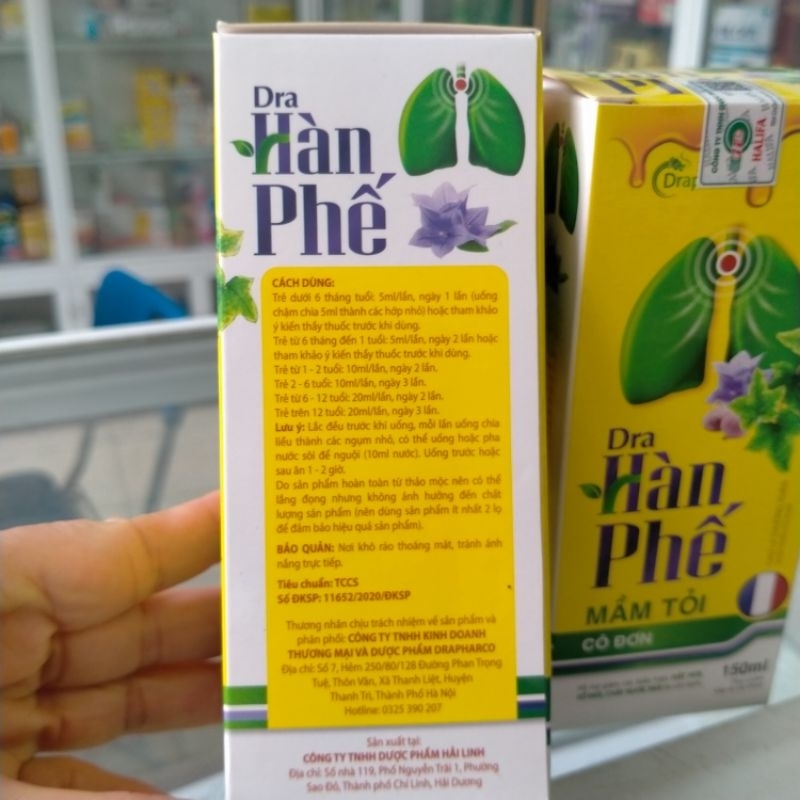 Siro Ho Dra Hàn phế Mầm tỏi cô đơn chai 150ml