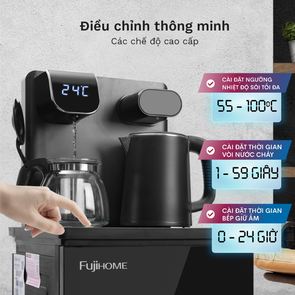 Cây nước nóng lạnh nhập khẩu Nhật Bản Fujihome tiết kiệm điện, bình tủ máy nước nóng lạnh mini