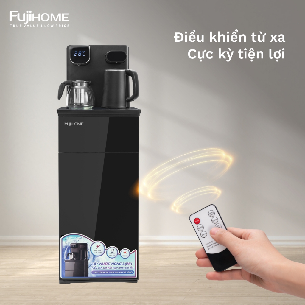 Cây nước nóng lạnh nhập khẩu Nhật Bản Fujihome tiết kiệm điện, bình tủ máy nước nóng lạnh mini