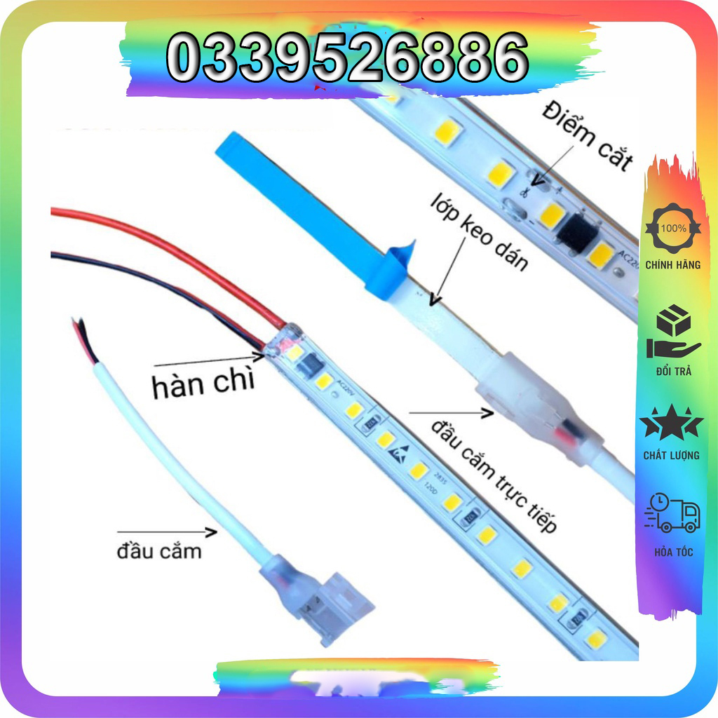 Dây đèn led 2835 - 220v - có keo dán - bán theo mét
