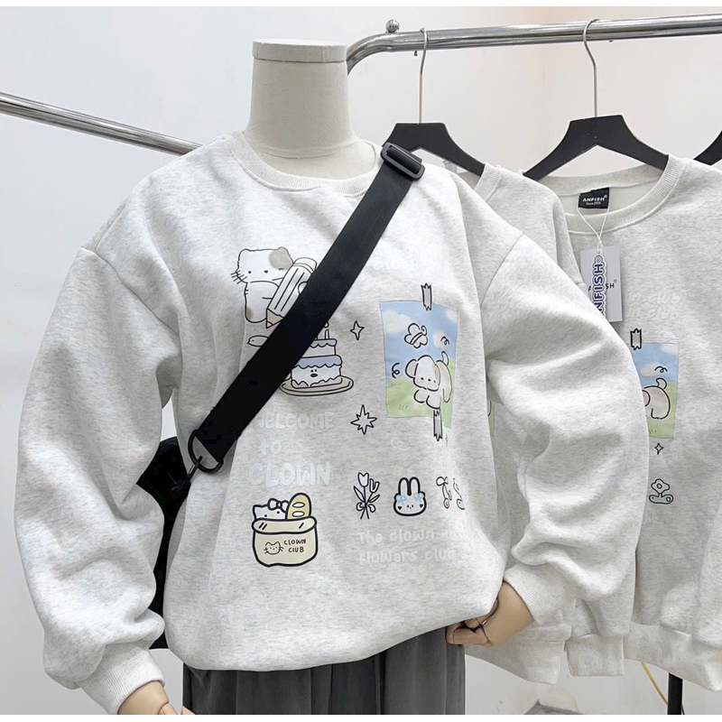 Áo Sweater Nỉ Bông Hình in 3D siêu cute
