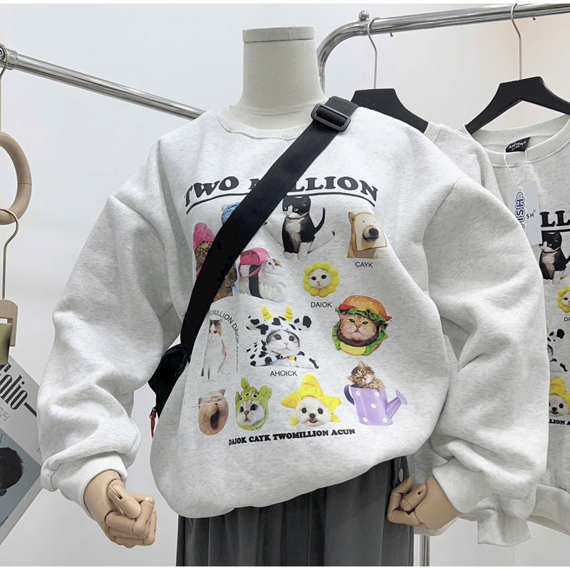 Áo Sweater Nỉ Bông Hình in 3D siêu cute