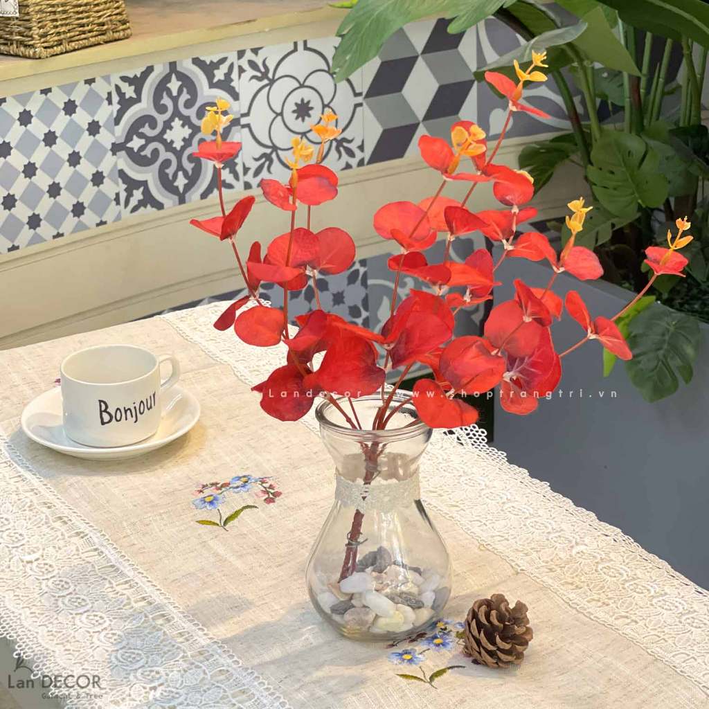 Hoa giả để bàn - Bình hoa decor với các mẫu lọ hoa nhỏ xinh trang trí không gian đẹp cao 30-40cm -  Lan Decor