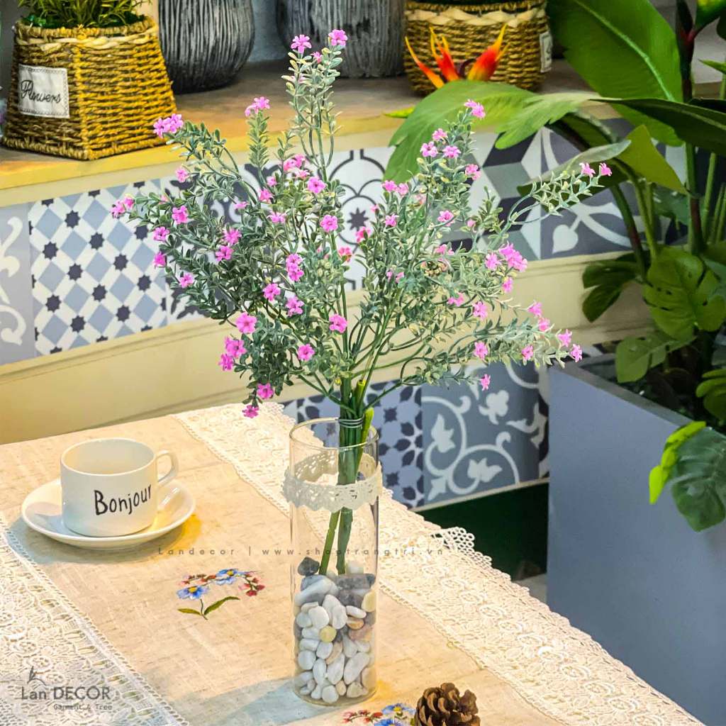 Hoa giả để bàn - Bình hoa decor với các mẫu lọ hoa nhỏ xinh trang trí không gian đẹp cao 30-40cm -  Lan Decor