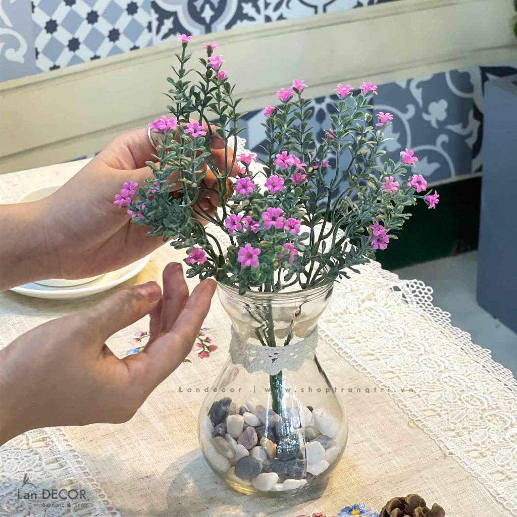 Hoa giả để bàn - Bình hoa decor với các mẫu lọ hoa nhỏ xinh trang trí không gian đẹp cao 30-40cm -  Lan Decor
