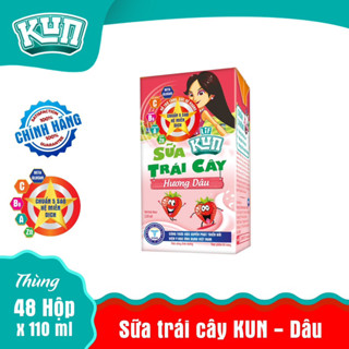 Thùng sữa trái cây Lif KUN hương dâu 48 hộp 110ml