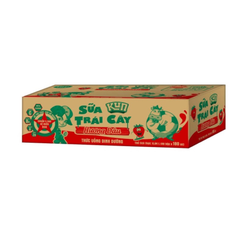 Thùng sữa trái cây Lif KUN hương dâu 48 hộp 110ml