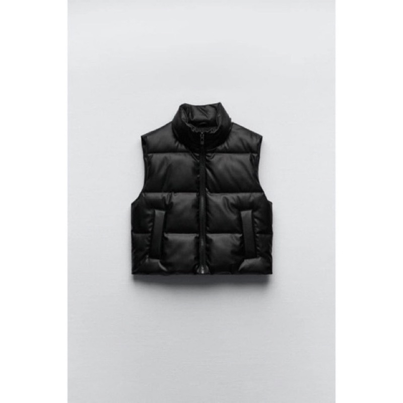 Áo gile da Za/Ra dáng ngắn chần bông hàng xuất khẩu chính hãng