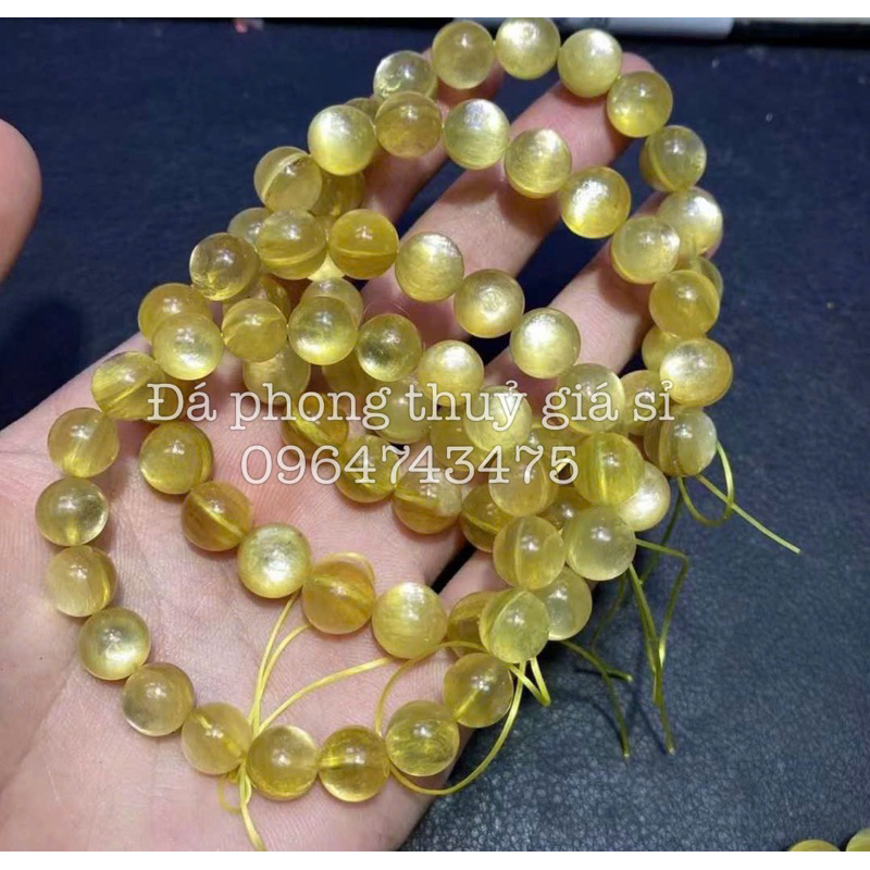 Vòng tay đá mica vàng siêu đẹp mịn hàng kiểm định size 8-15.5mm kèm hộp