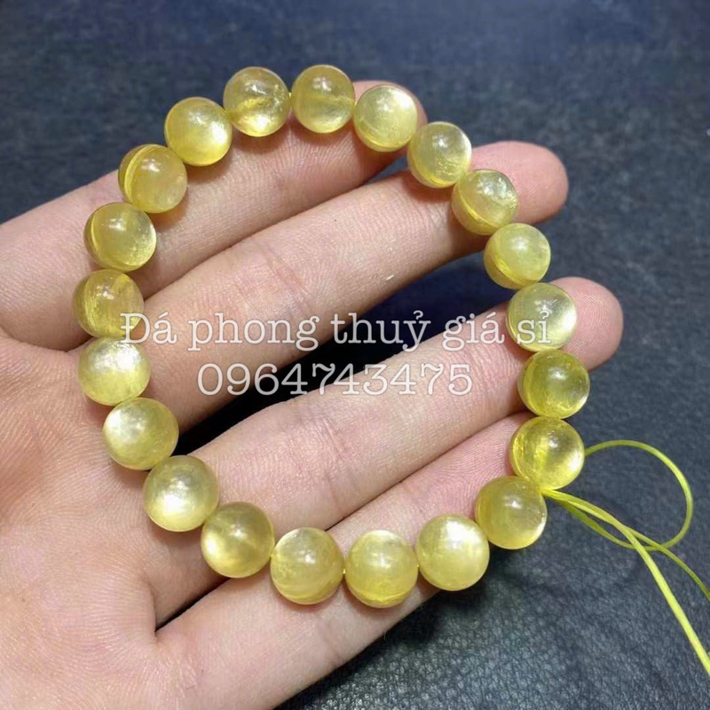 Vòng tay đá mica vàng siêu đẹp mịn hàng kiểm định size 8-15.5mm kèm hộp