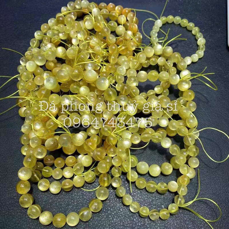 Vòng tay đá mica vàng siêu đẹp mịn hàng kiểm định size 8-15.5mm kèm hộp