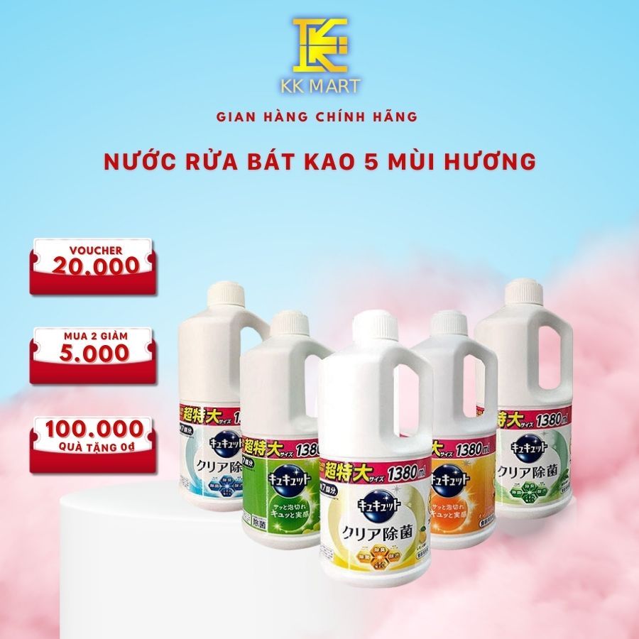 Nước rửa bát KAO 1380ml hàng nội Nhật Bản mùi hương nhẹ nhàng