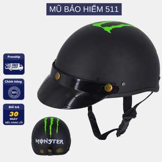 Mũ Bảo Hiểm Teem Monster, Captain Nón Bảo Hiểm Đi Phượt Nửa Đầu Kèm Kính UV 400