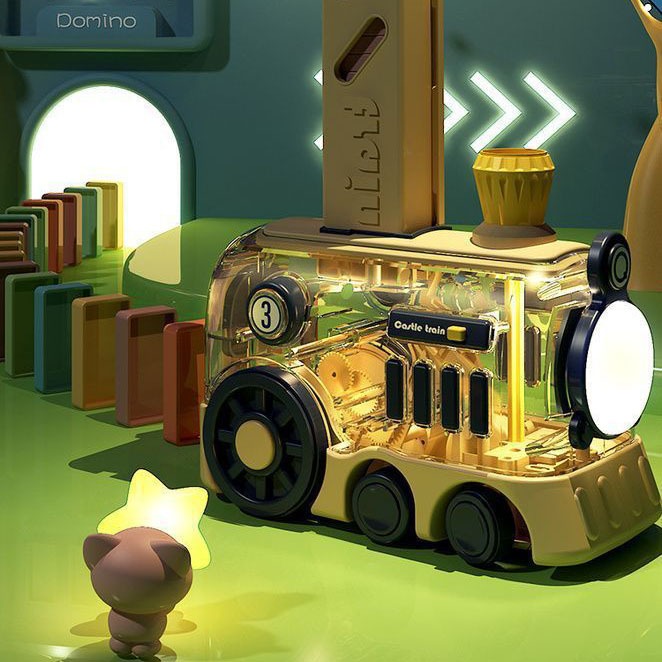 Đồ Chơi Tàu Hoả Xếp Hình Domino Tự Động Cho Bé Kèm Âm Thanh Ánh Sáng Sống Động Điều Chỉnh Hướng Dễ Dàng - Món Quà Cho Bé