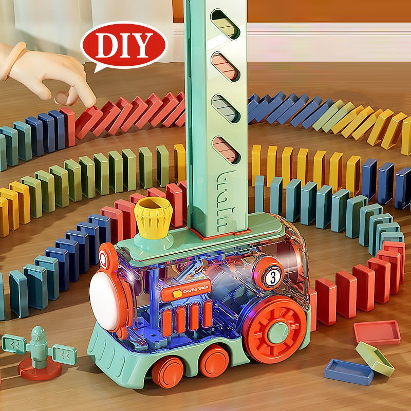 Đồ Chơi Tàu Hoả Xếp Hình Domino Tự Động Cho Bé Kèm Âm Thanh Ánh Sáng Sống Động Điều Chỉnh Hướng Dễ Dàng - Món Quà Cho Bé