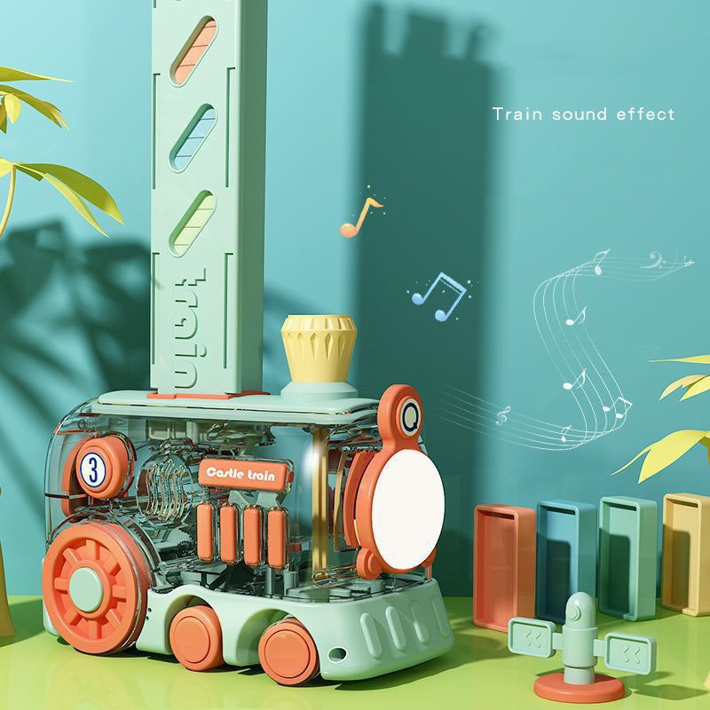 Đồ Chơi Tàu Hoả Xếp Hình Domino Tự Động Cho Bé Kèm Âm Thanh Ánh Sáng Sống Động Điều Chỉnh Hướng Dễ Dàng - Món Quà Cho Bé