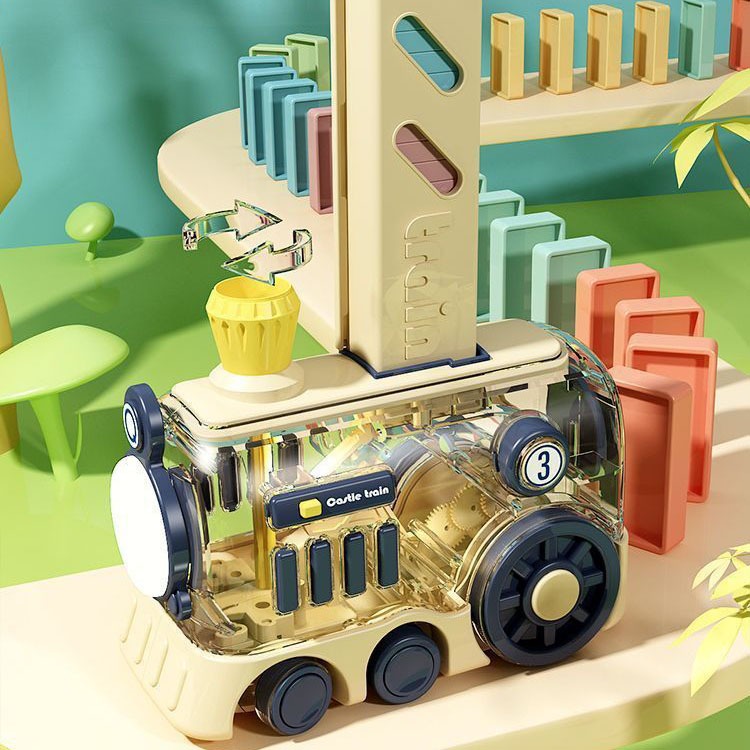 Đồ Chơi Tàu Hoả Xếp Hình Domino Tự Động Cho Bé Kèm Âm Thanh Ánh Sáng Sống Động Điều Chỉnh Hướng Dễ Dàng - Món Quà Cho Bé