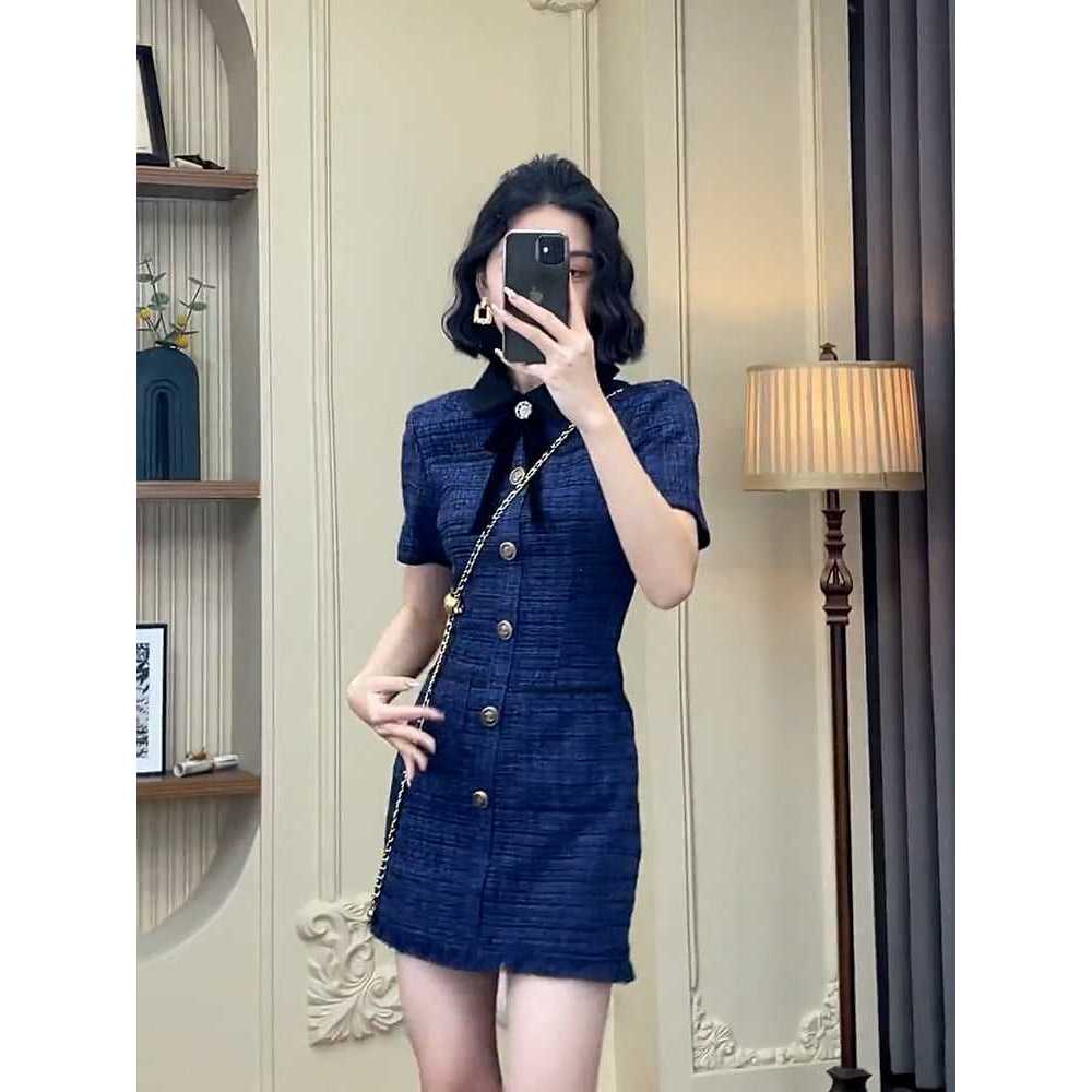 🔥M38 - Váy Dạ Tweed Xanh Váy Thiết Kế 2 Lớp Form Dáng Trẻ Trung Tặng Kèm Tag Cài Hoa by Belly Clothing