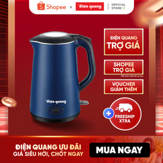 Ấm đun nước cao cấp Điện Quang ĐQ EKT09 1515 B KW (1500W, 1.5L, inox 304, vỏ 2 lớp, có chức năng giữ ấm, màu xanh dương)