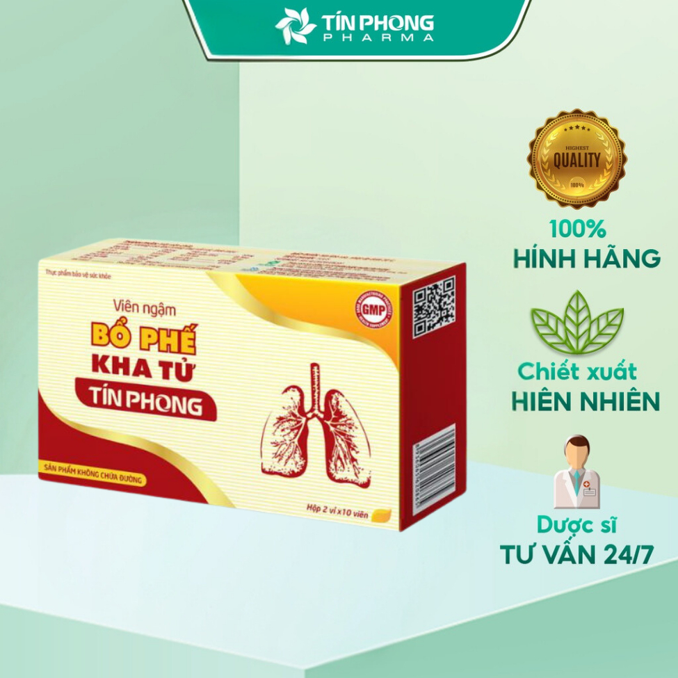 Viên Ngậm Giảm Ho, Long Đờm Bổ Phế Kha Tử Không Đường TÍN PHONG An Toàn Cho Mọi Lứa Tuổi Hộp 20 Viên TTP007