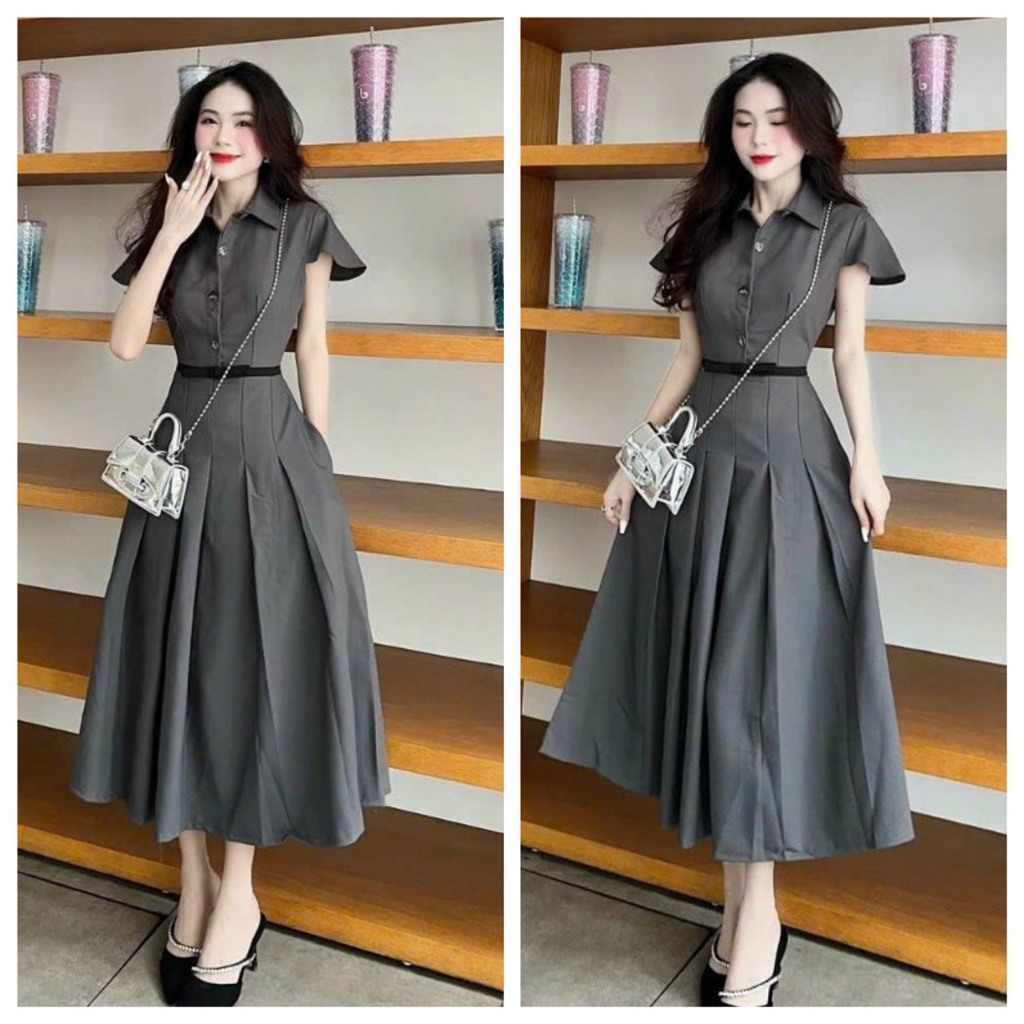 Đầm Váy Nữ Công Sở Dáng Dài Xòe Chất Tuyết Mưa Sang Trọng Thanh Lịch Tôn Dáng