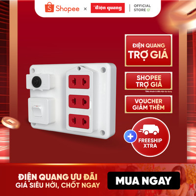 [HỎA TỐC] Bảng điện nổi V1 Điện Quang ĐQ FEP 32W 01S (màu trắng, 3 lỗ 2 chấu, 1 công tắc)