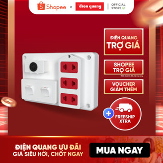 Bảng điện nổi V2 Điện Quang ĐQ FEP 32W 02S (màu trắng, 3 lỗ 2 chấu, 2 công tắc)