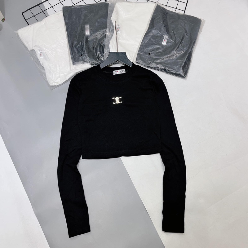 Áo croptop cổ tròn tay dài hàng đẹp