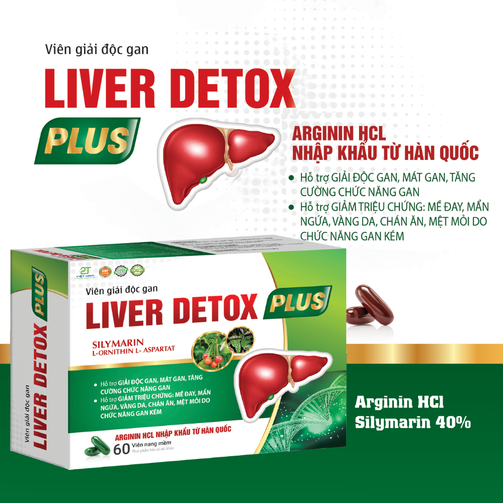 Mát Gan Thải Độc Gan LIVER DETOX PLUS Bảo Vệ Tế Bào và Tăng Cường Chức Năng Gan Làm Mát Gan Giảm Nóng Trong- Hộp 60 viên