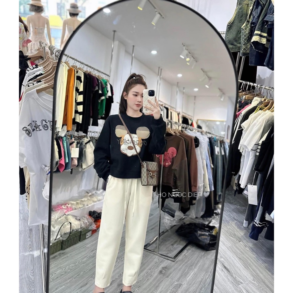 Set đồ nữ Set bộ mickey dài tay thu đông