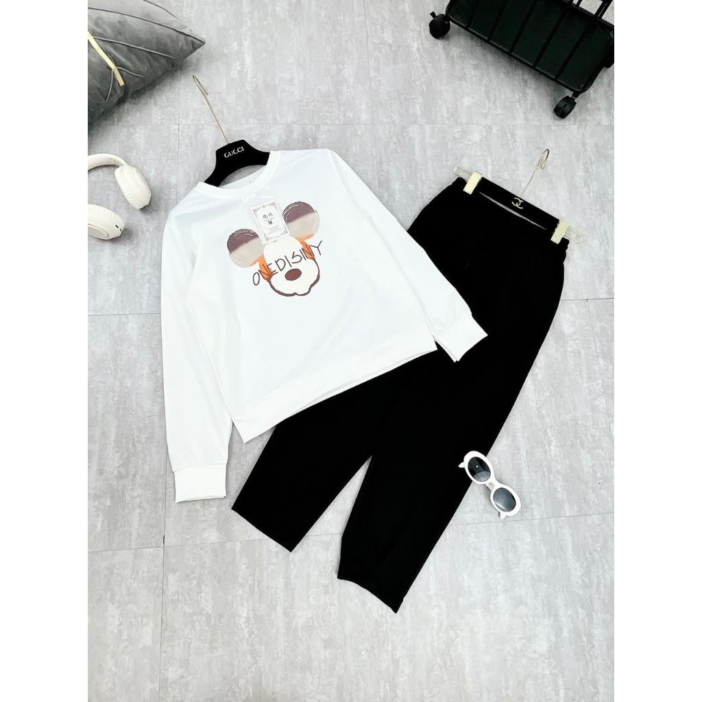 Set đồ nữ Set bộ mickey dài tay thu đông