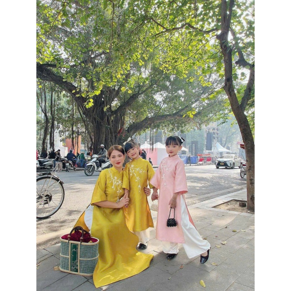 Áo Dài Thêu Hoa Bé Gái
