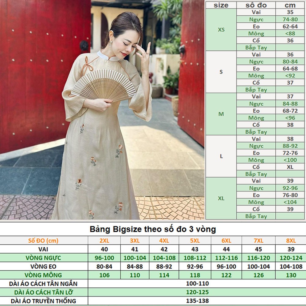 Áo Dài Cách Tân Nữ Tơ Thêu LD40