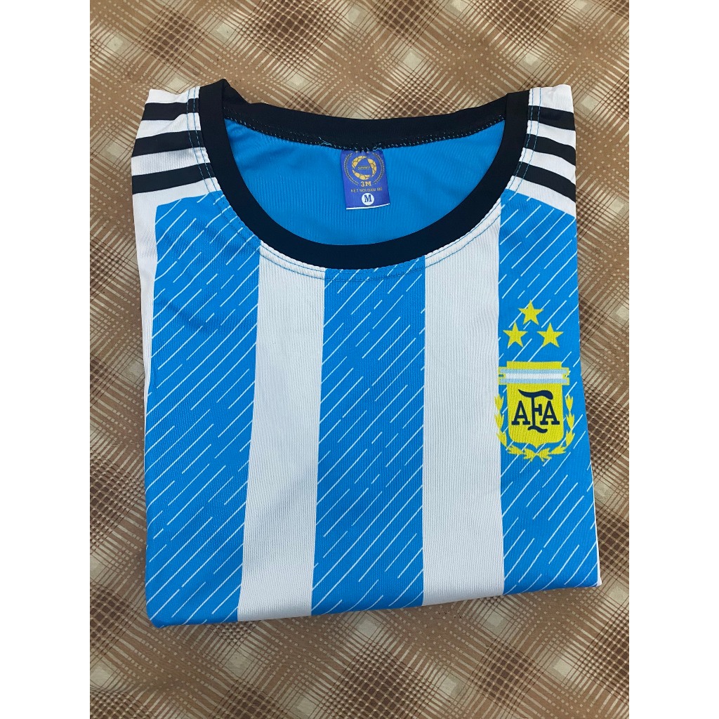 Áo thể thao ĐT Argentina, chất liệu vãi THUN LẠNH, thoáng mát, thấm hút mồ hôi
