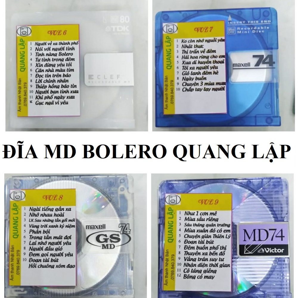 Bộ 4 Thiết bị lưu trữ MD MINI DISC BOLERO QUANG LẬP chất lượng cao Vol 6789