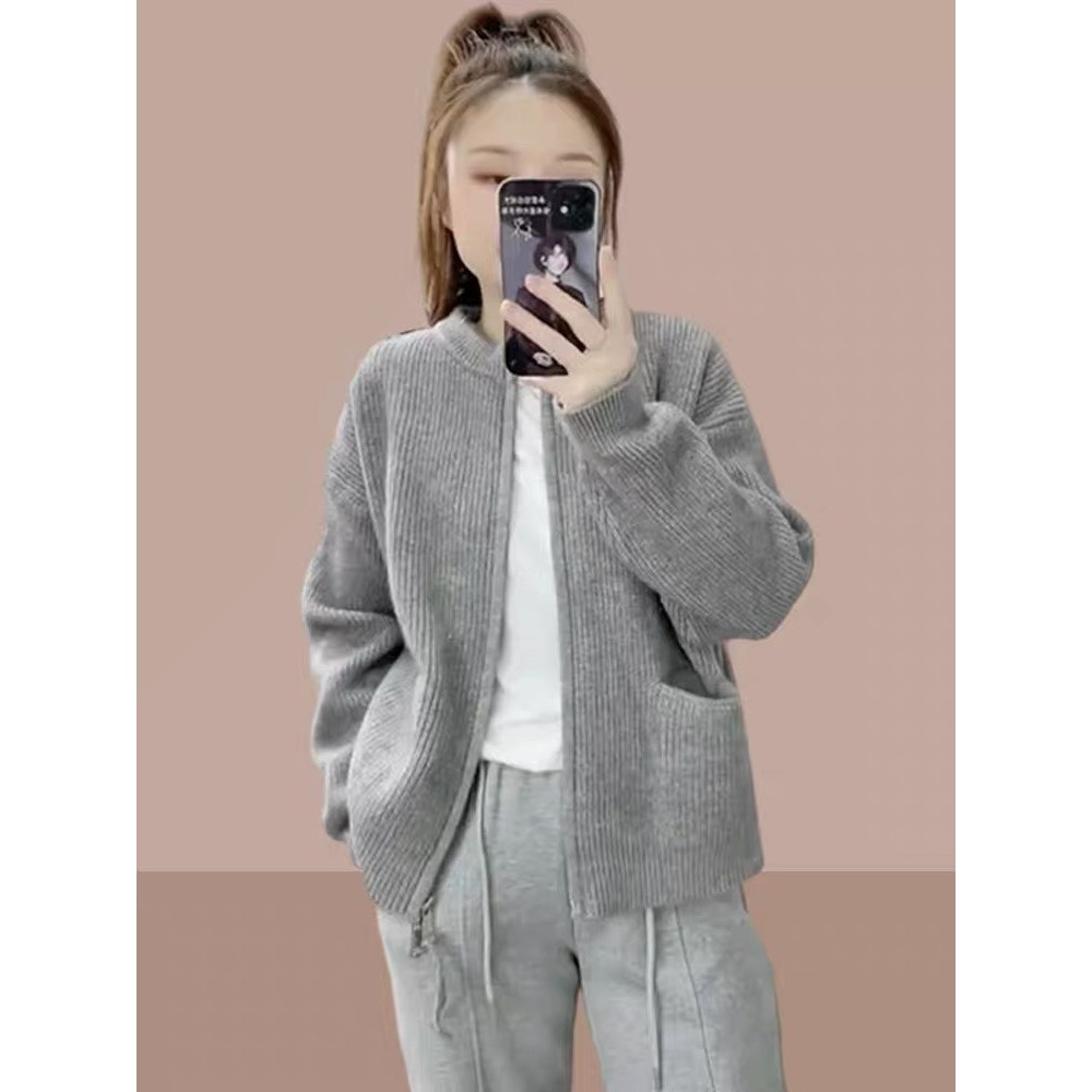 Áo len cadigan kéo khóa kiểu Hàn Quắc, Áo khoác len nữ hàng loại 1 dày dặn