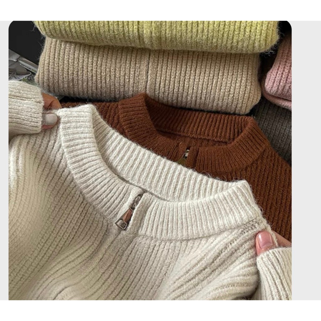 Áo len cadigan kéo khóa kiểu Hàn Quắc, Áo khoác len nữ hàng loại 1 dày dặn